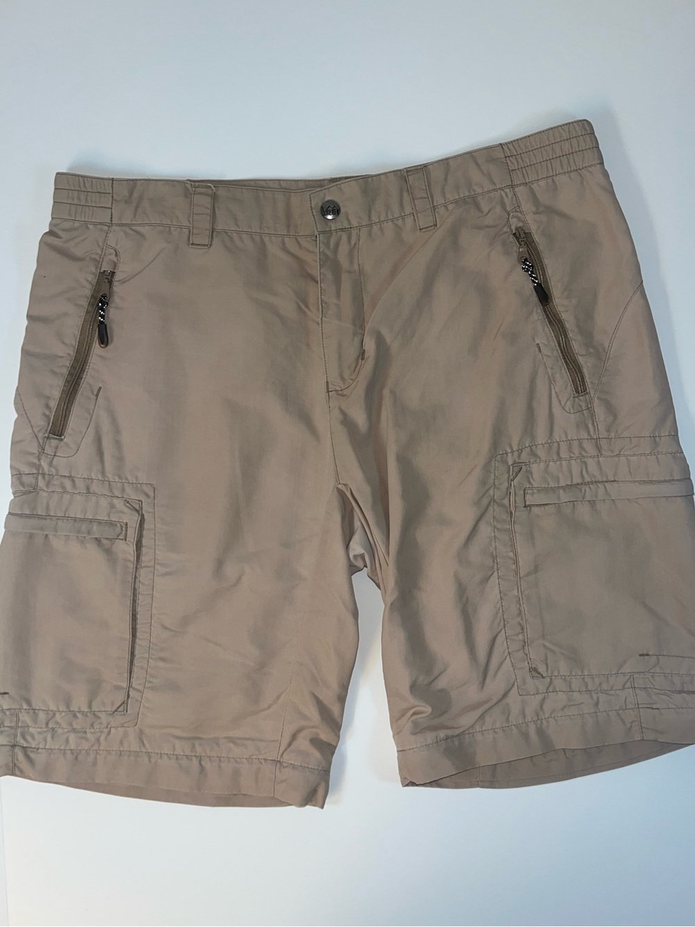 REI Tan Women's Cargo Shorts with Zippered Pockets